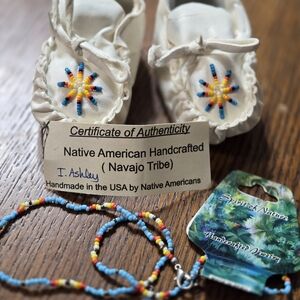 Handcrafted White Kids Moccasins